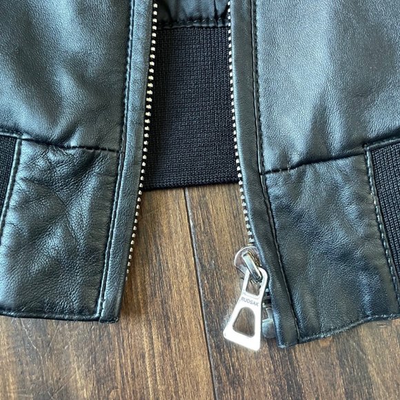 Rudsak Short Leather Boomer Jacket Black Small - Picture 5 of 7